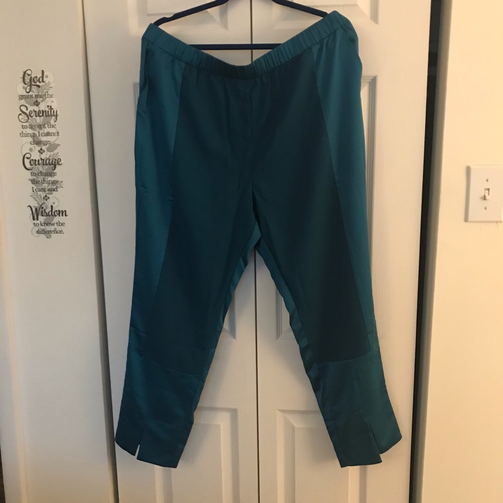 NWOT fun and flirty turquoise cropped pants